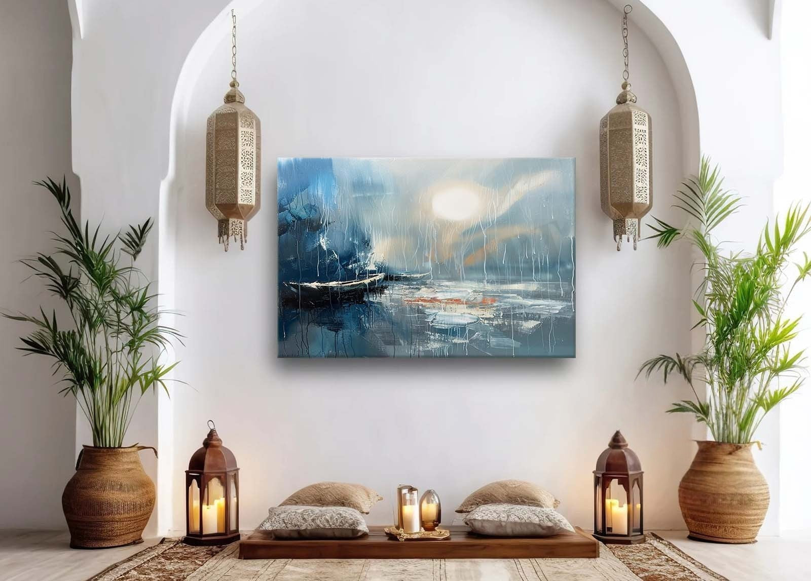 Wall Art Horizontal Moonlit Fishing - Neutralighting