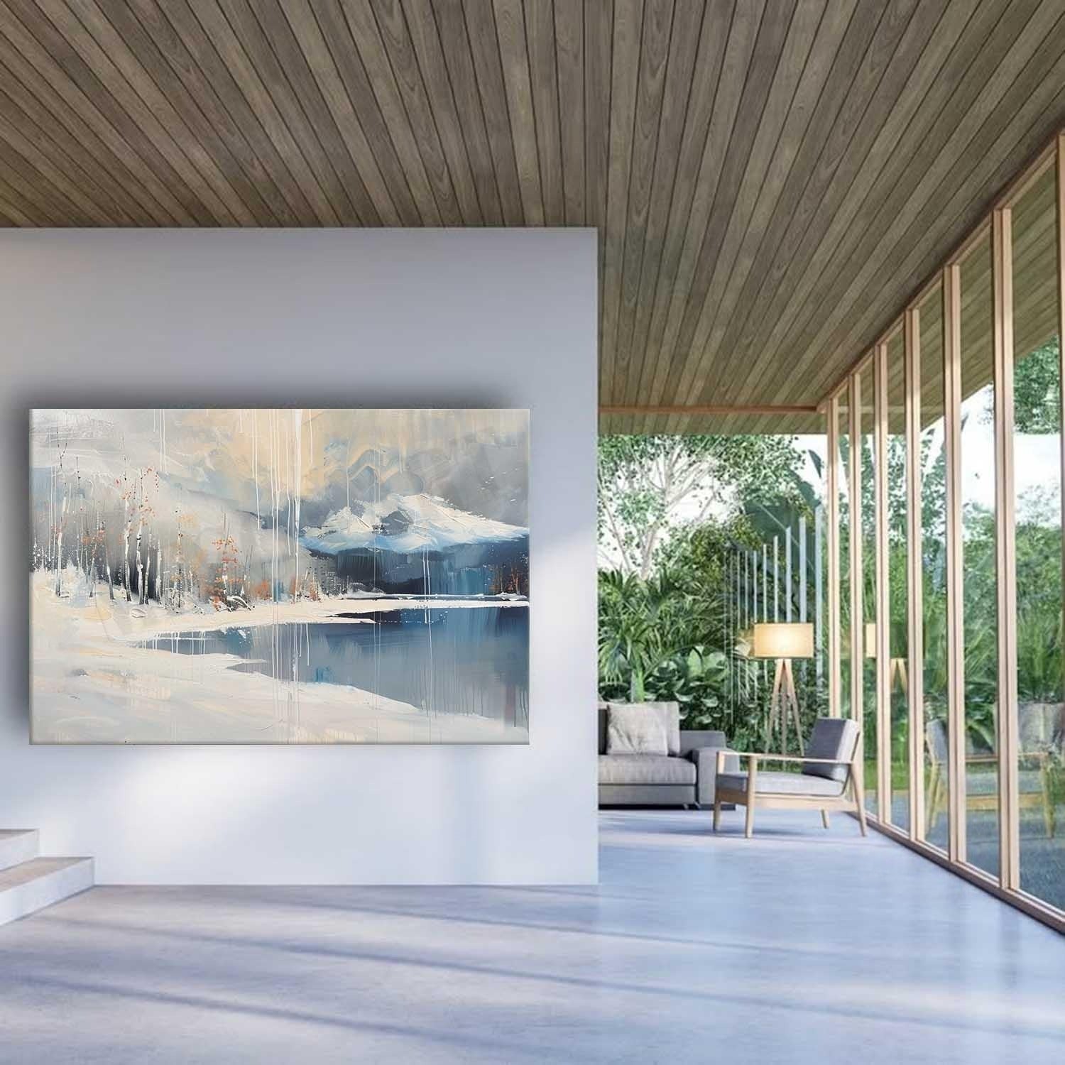 Wall Art Horizontal Winter Mountain Lake - Neutralighting