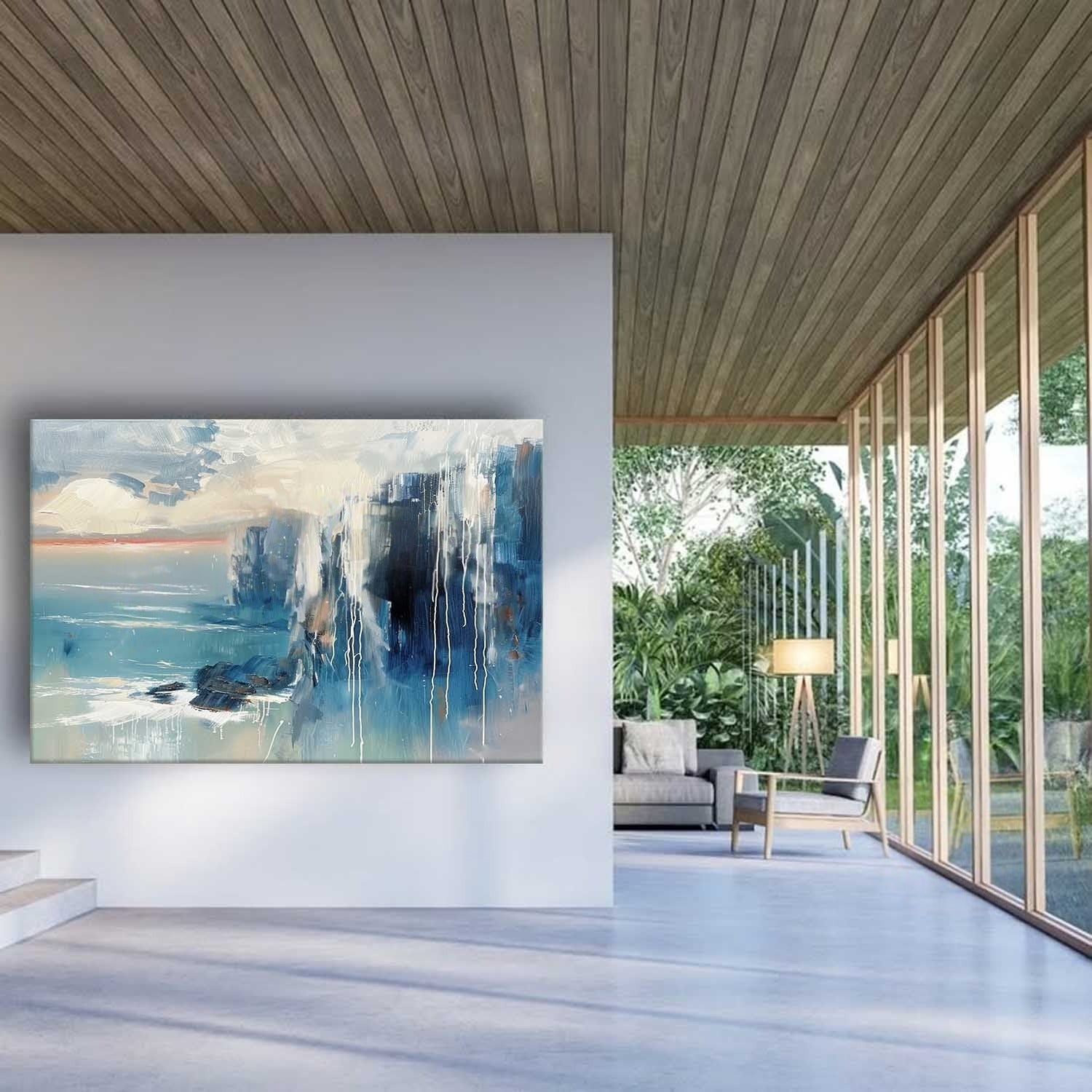 Wall Art Horizontal Abstract Coastal Cliff - Neutralighting