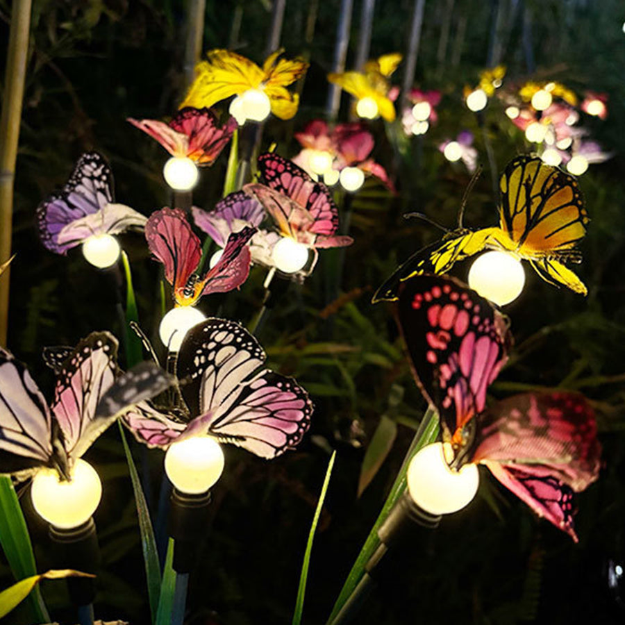 Fraces Six-Head Butterfly Solar Steel Outdoor Lights