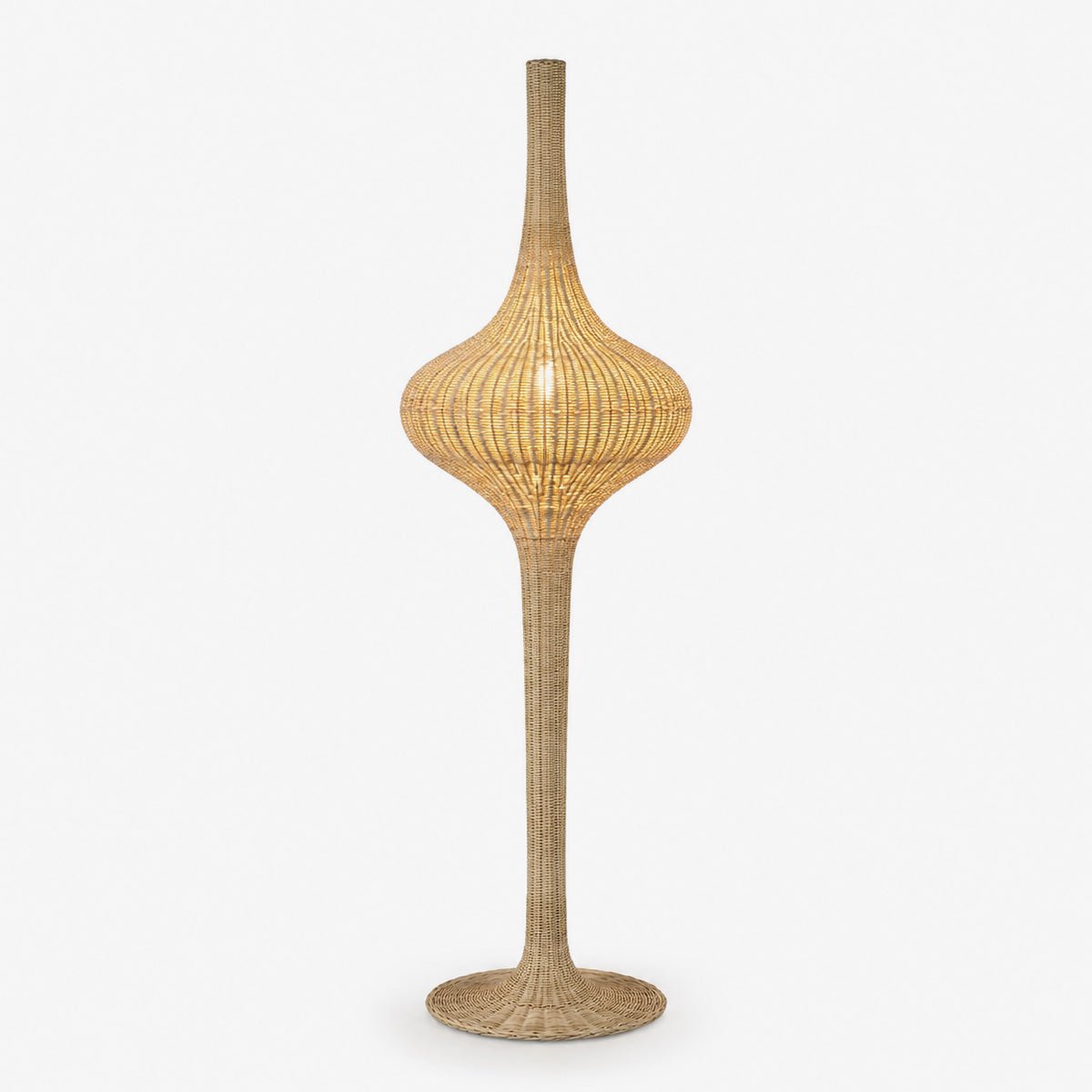 Onion Rattan Floor Lamp-Neutral Decor