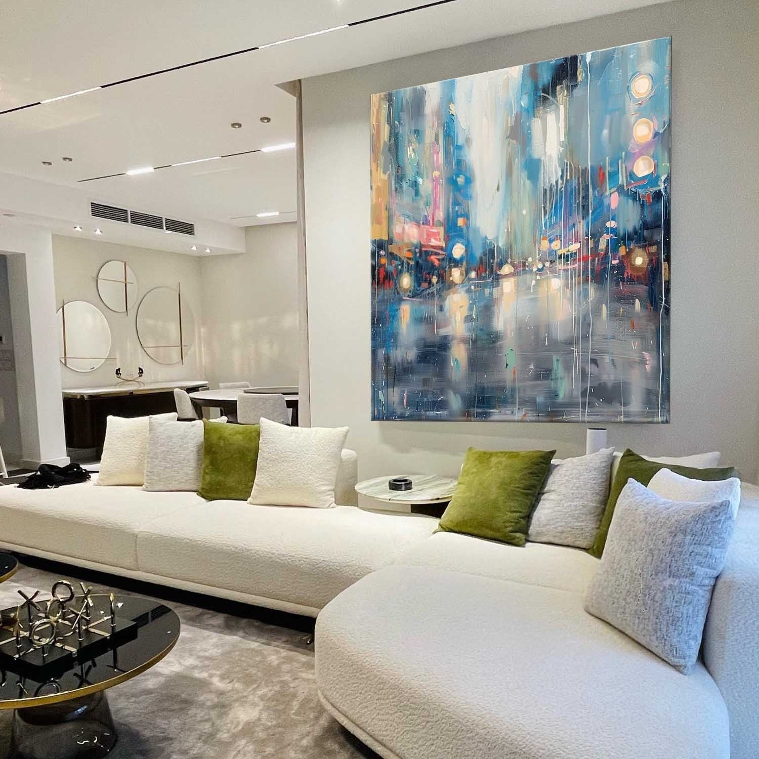 Wall Art Glowing City Lights Rainy Street - Neutralighting