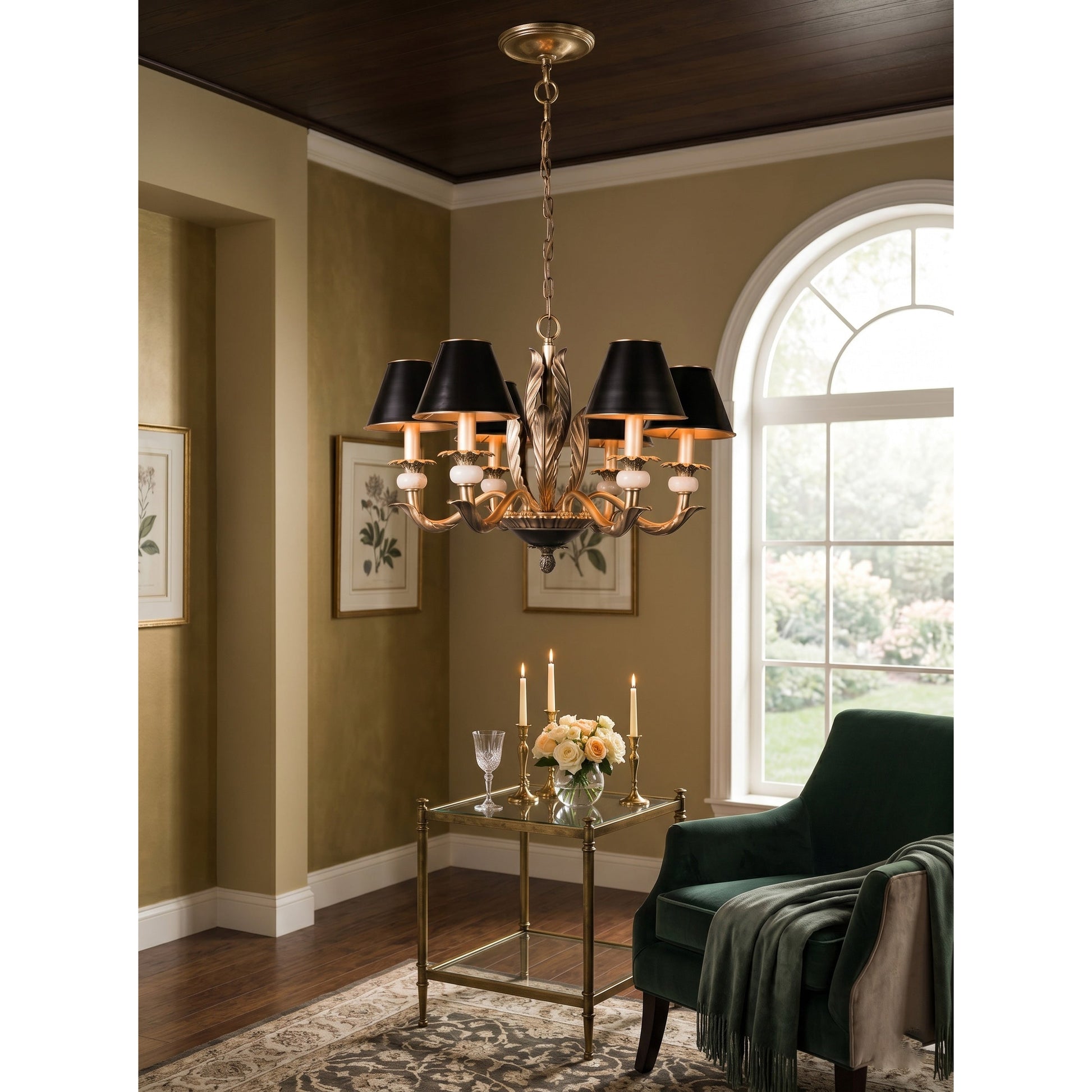 Side profile of the Alicia Chandelier, showing its dimensions and form.
