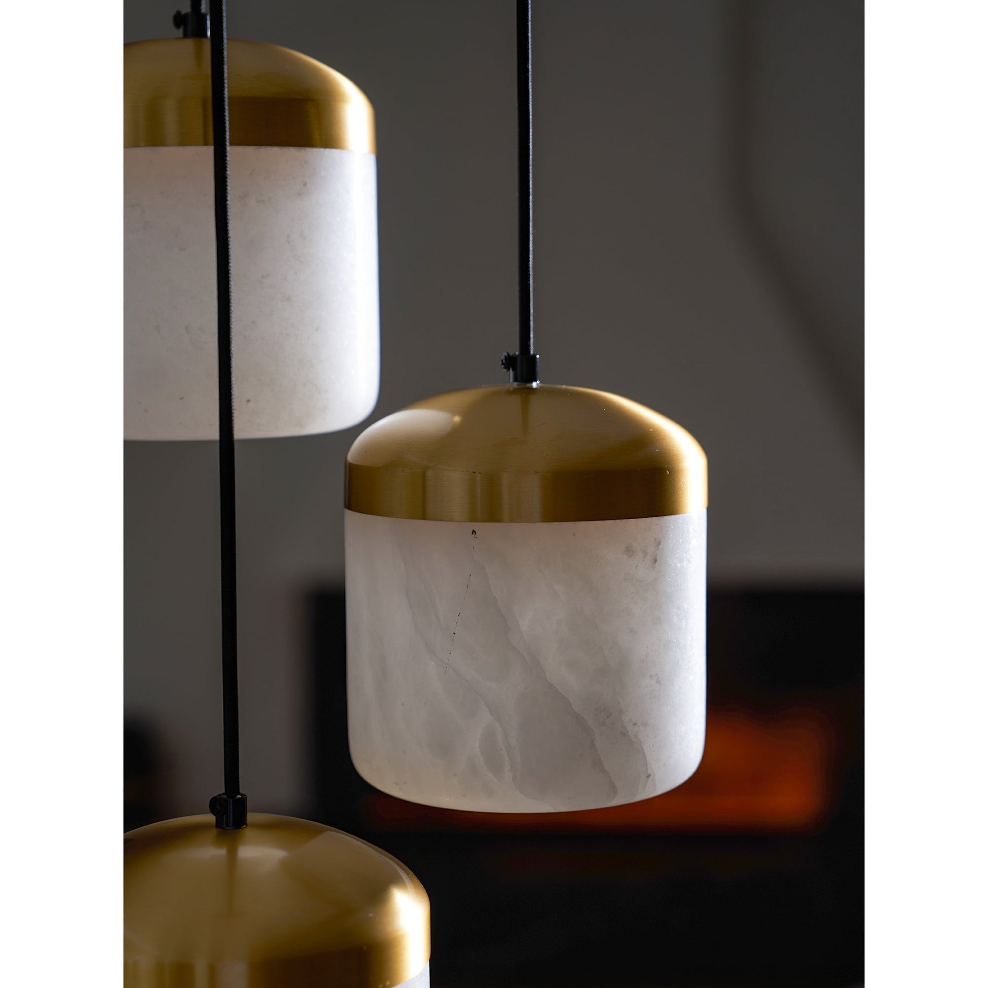 The Asta lamp's canopy and hanging wire detail.