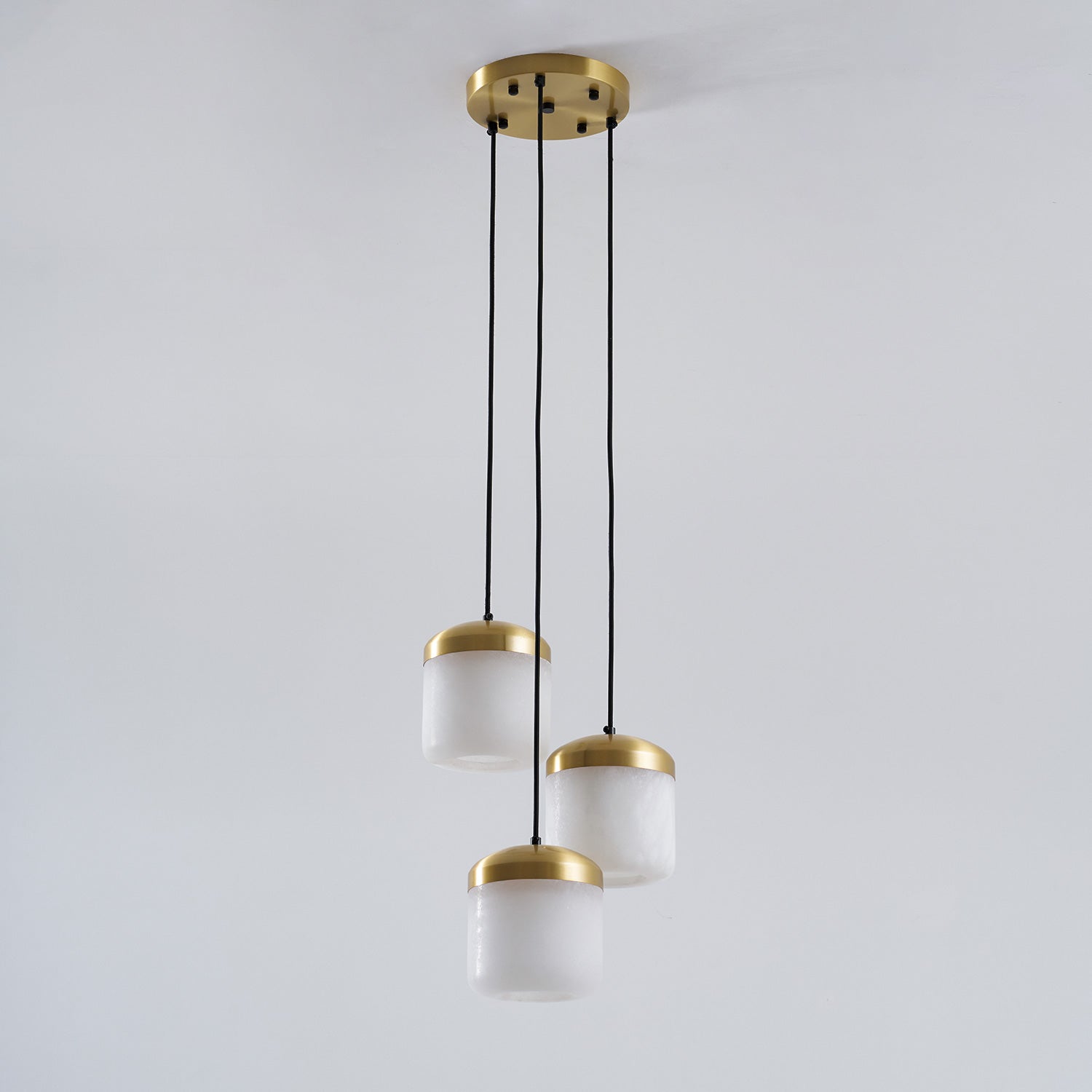 Asta Alabaster Pendant Lamp, lit, showing the beautiful glow.