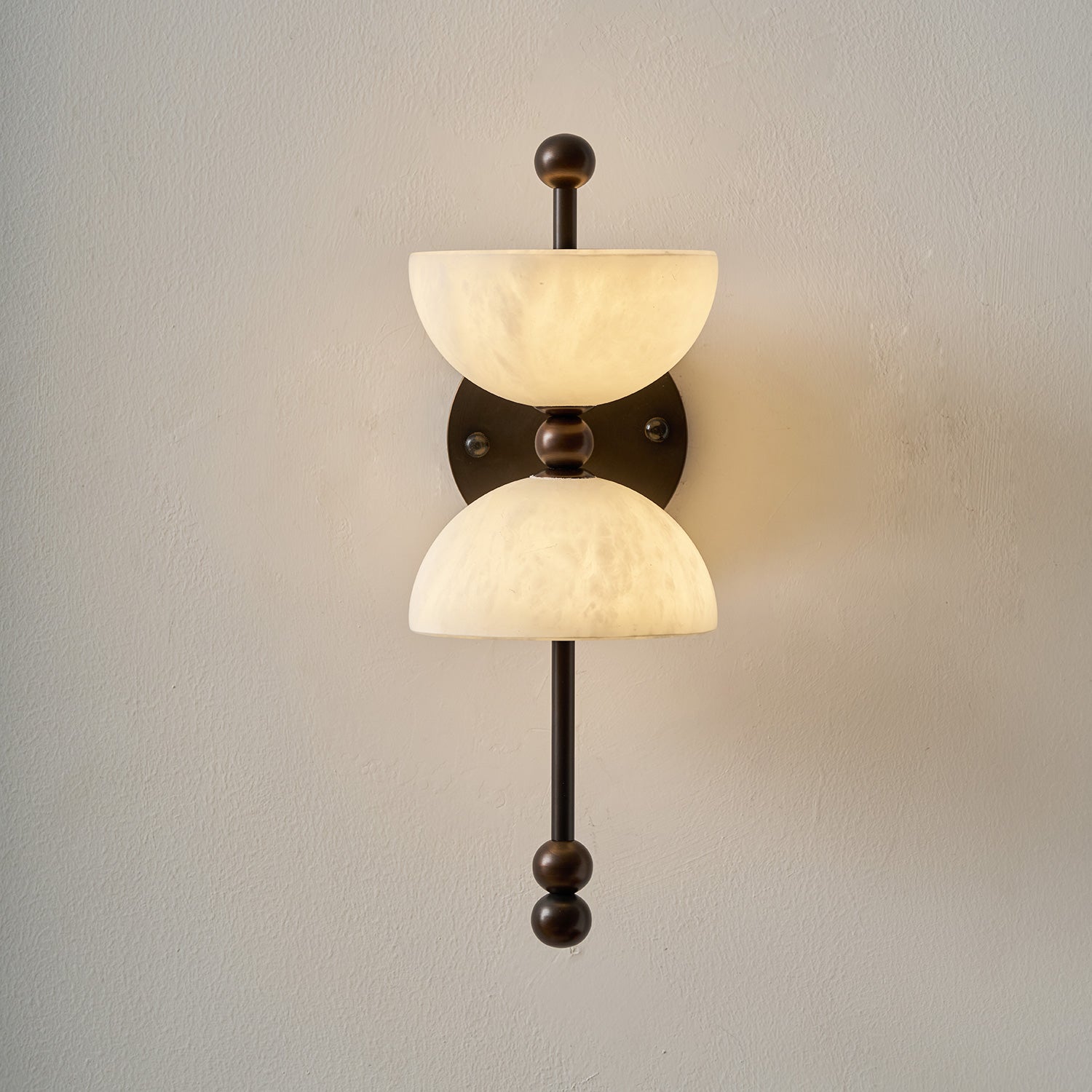 Full product view of the brass Lyra Wall Lamp.