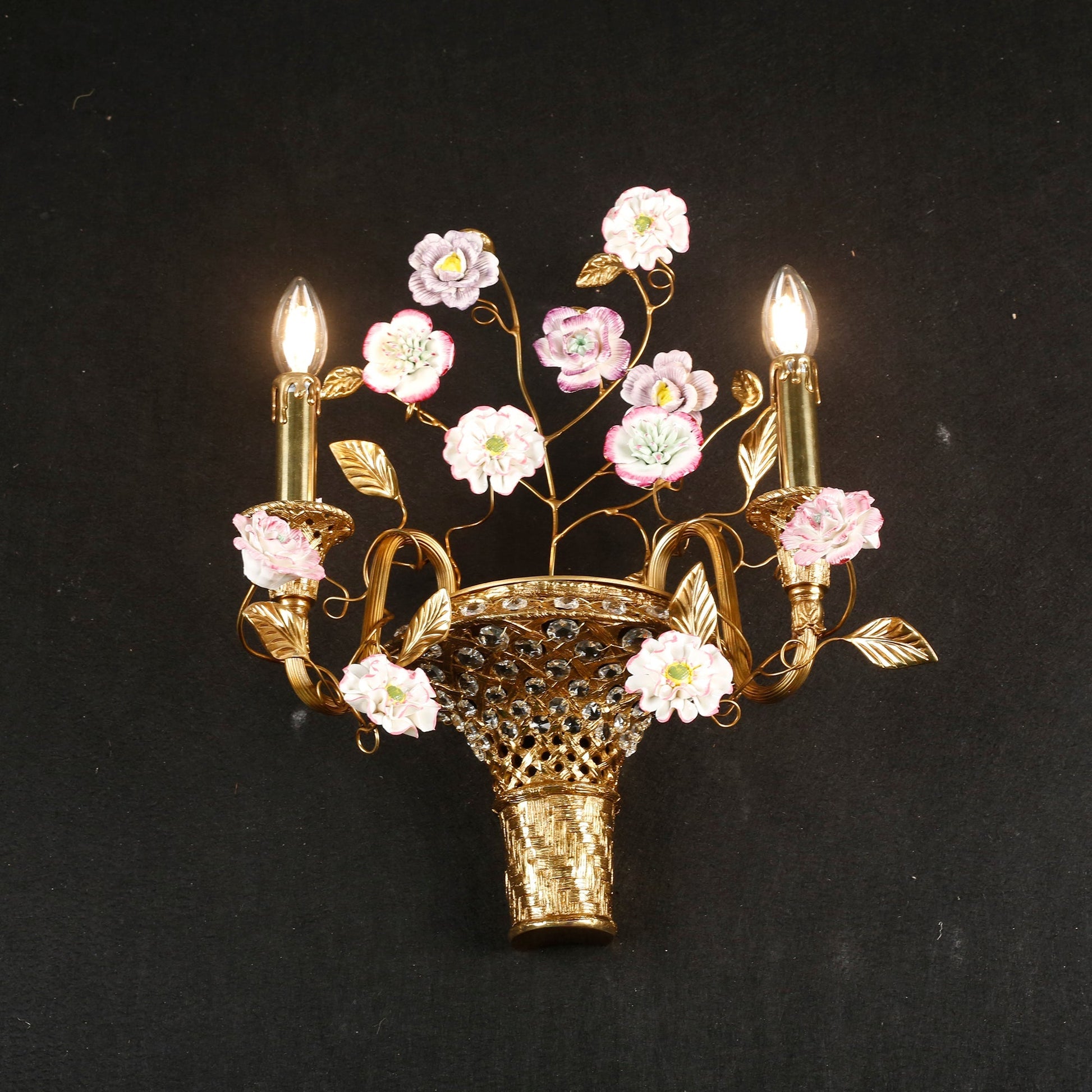 View of the Tole wall lamp from a high angle.