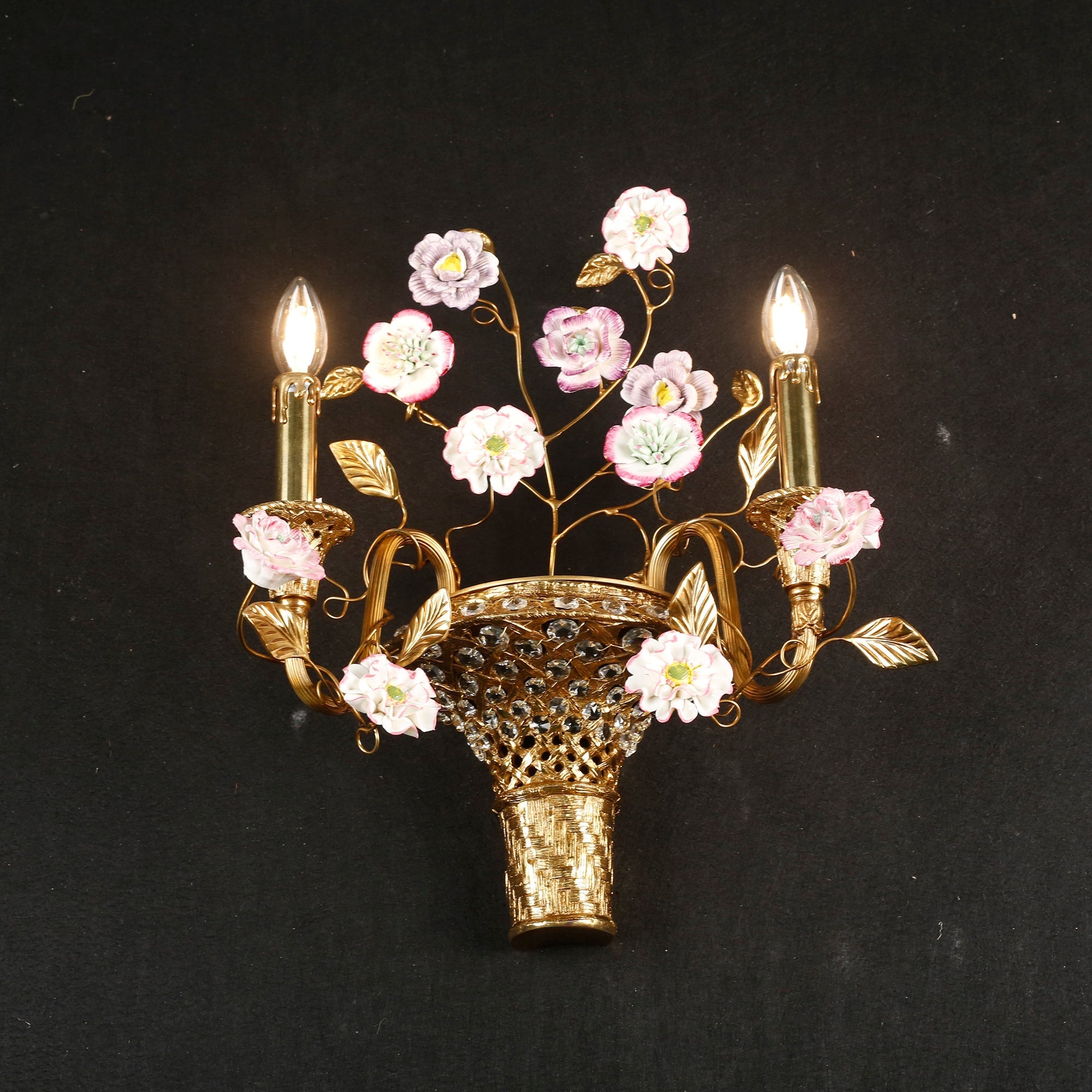 View of the Tole wall lamp from a high angle.