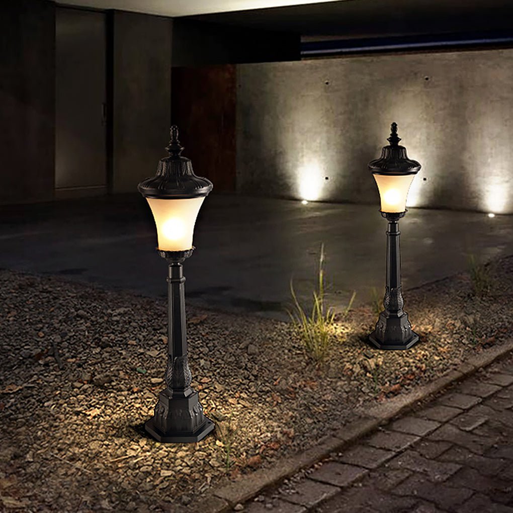 Uniny Vintage Elegant Retro Glass Outdoor Post Light