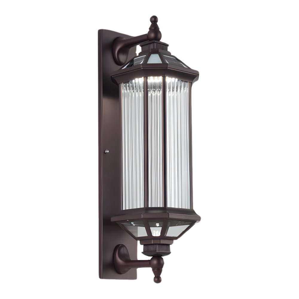 Peacemy Retro Ribbed Solar Glass Outdoor Wall Light