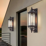 Peacemy Retro Ribbed Solar Glass Outdoor Wall Light