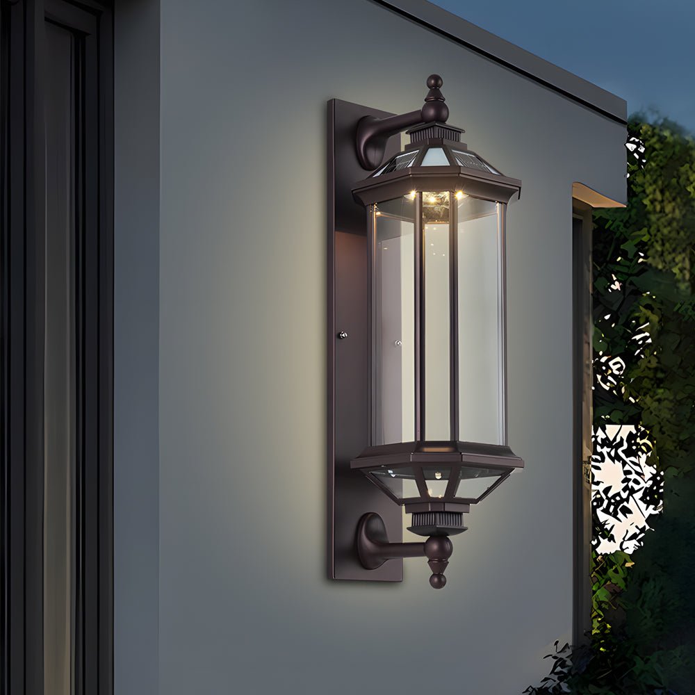Peacemy Retro Ribbed Solar Glass Outdoor Wall Light