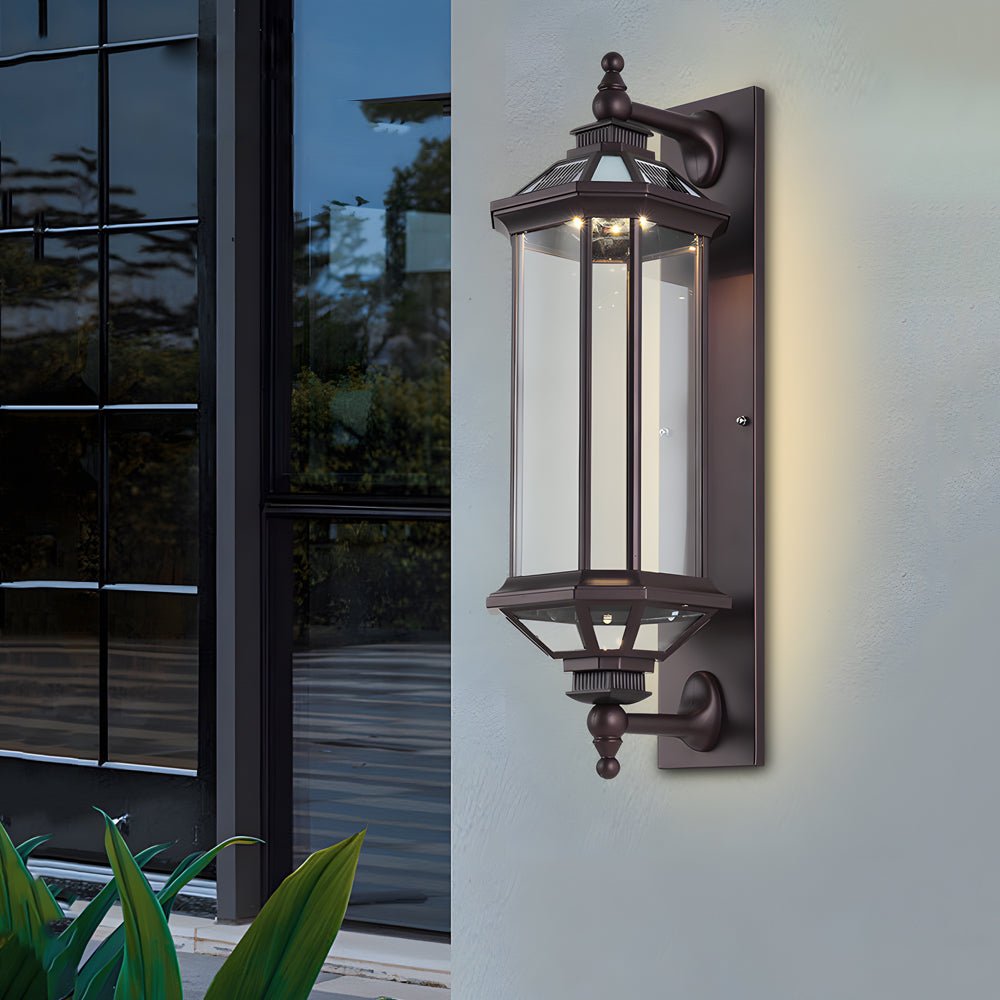 Peacemy Retro Ribbed Solar Glass Outdoor Wall Light