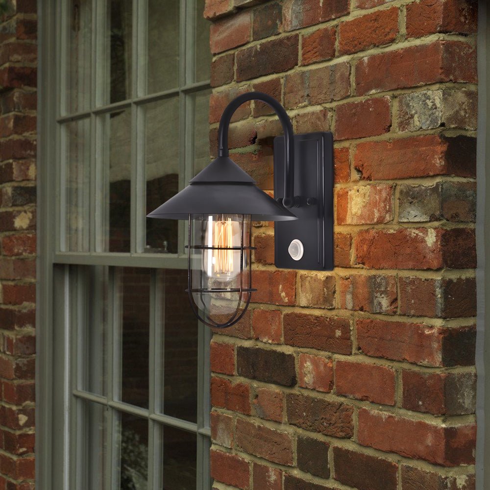 Rebello Retro Round Sensor Glass Outdoor Wall Lights