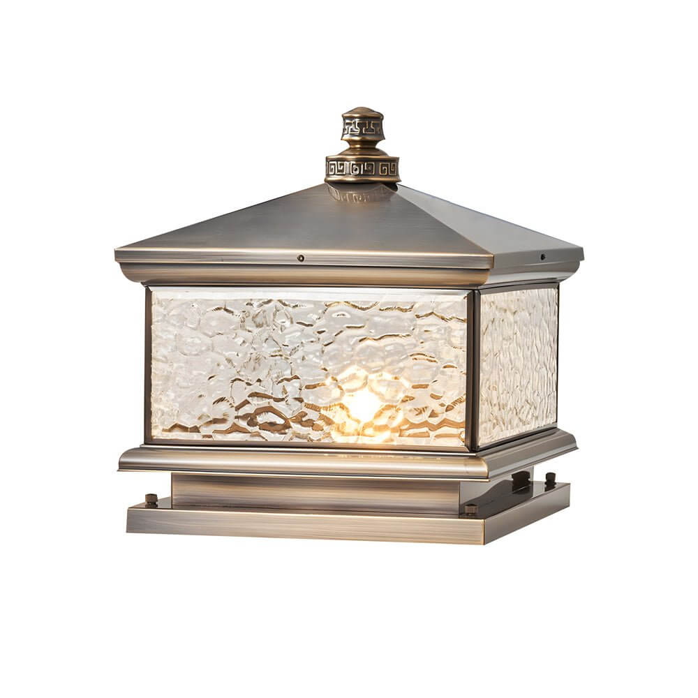 Dna Retro Square Antique Glass Outdoor Mount Post Light