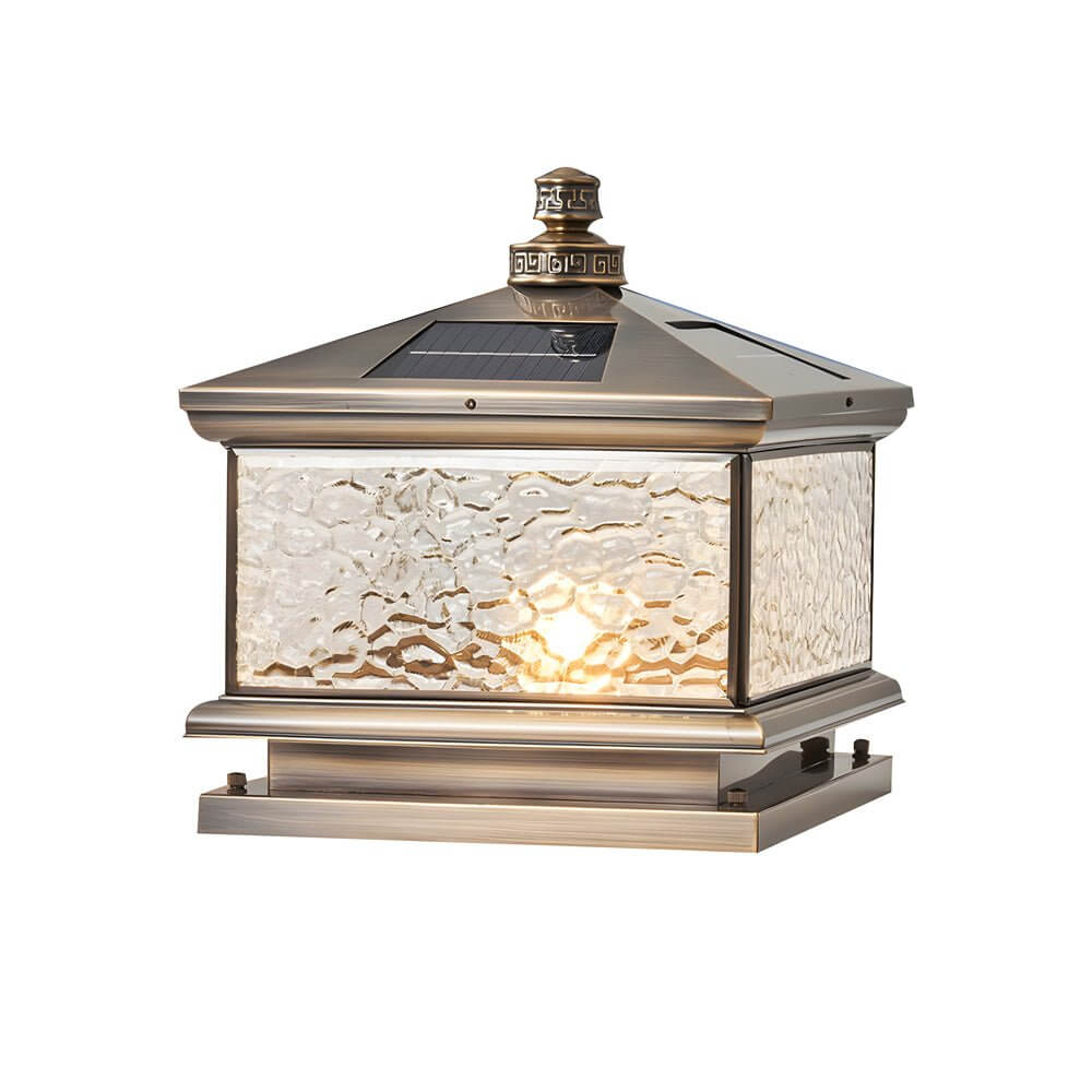 Dna Retro Square Antique Glass Outdoor Mount Post Light