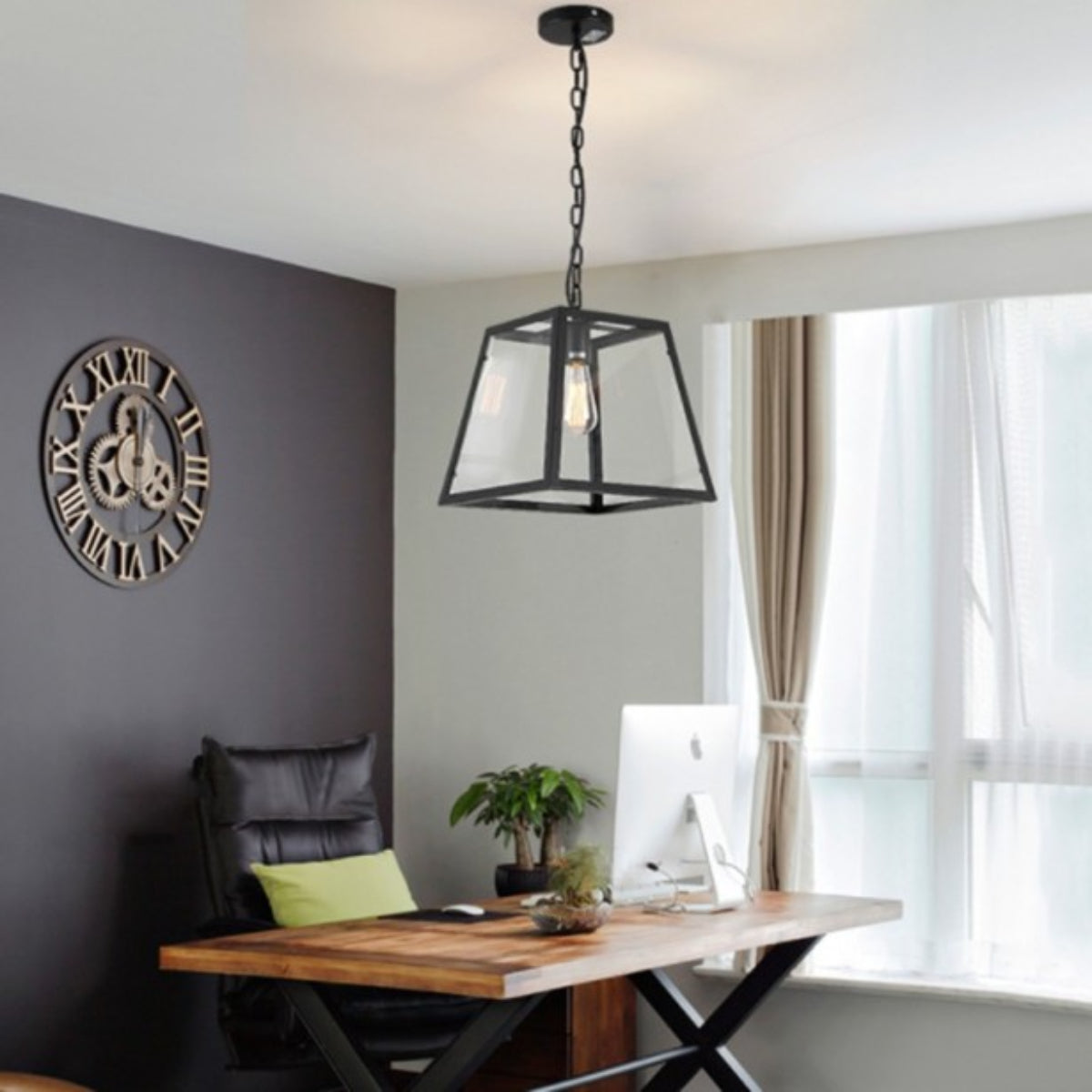 Epoch Industrial LED Modern Pendant Light Black/Glass Metal Kitchen/Bedroom/Living Room - Neutral Decor