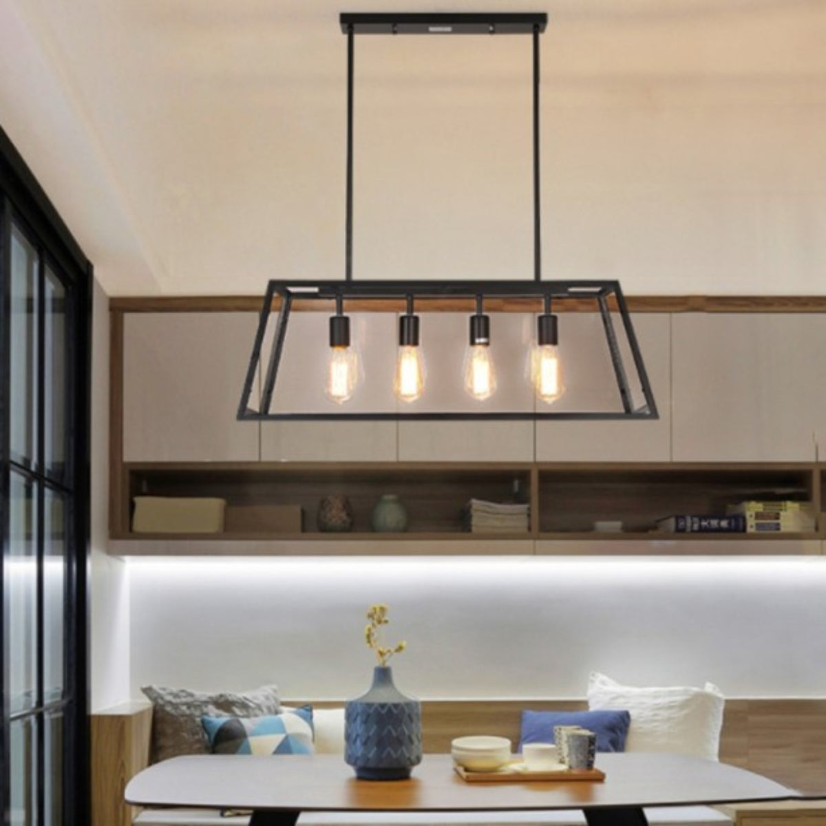 Epoch Industrial LED Modern Pendant Light Black/Glass Metal Kitchen/Bedroom/Living Room - Neutral Decor