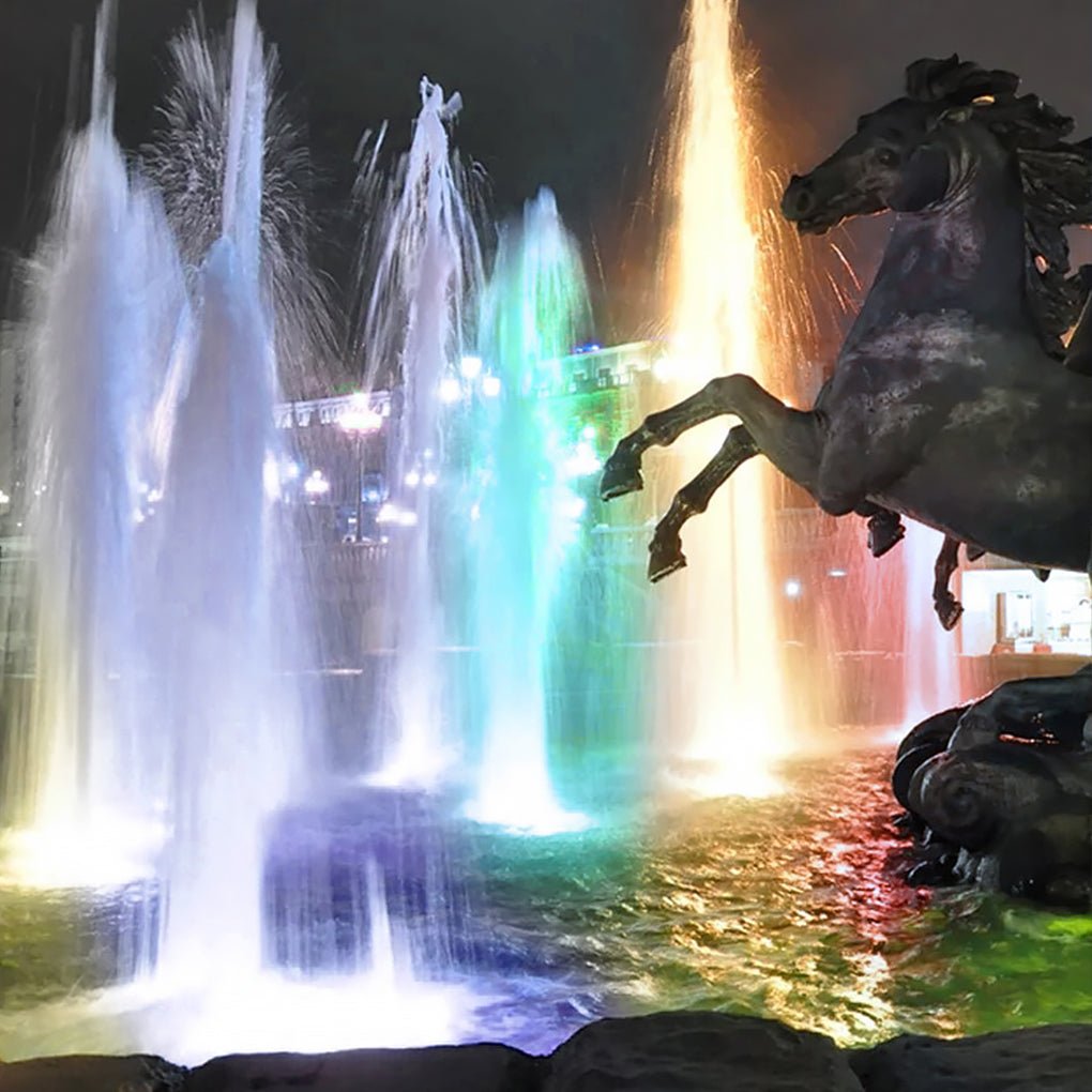 Sharp Vibrant LED Colorful Fountain Steel Outdoor Lights
