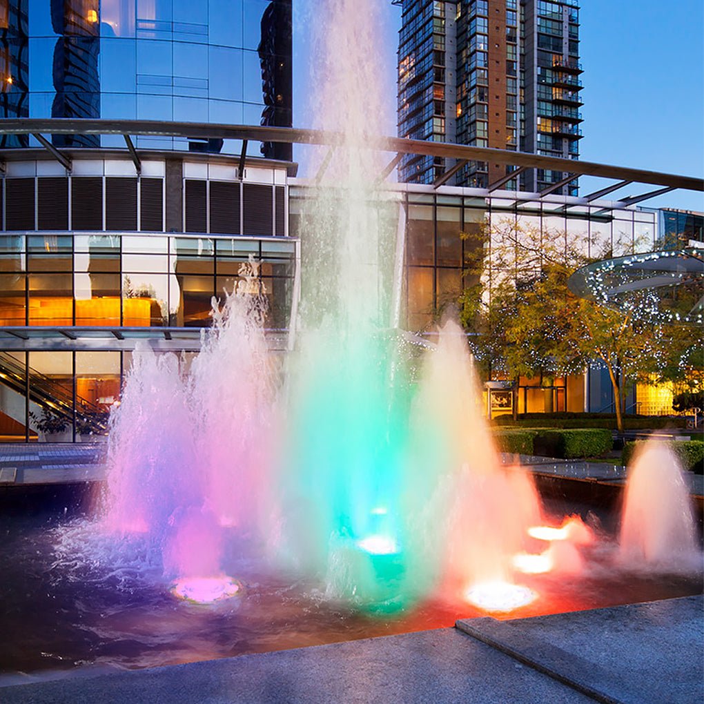 Sharp Vibrant LED Colorful Fountain Steel Outdoor Lights