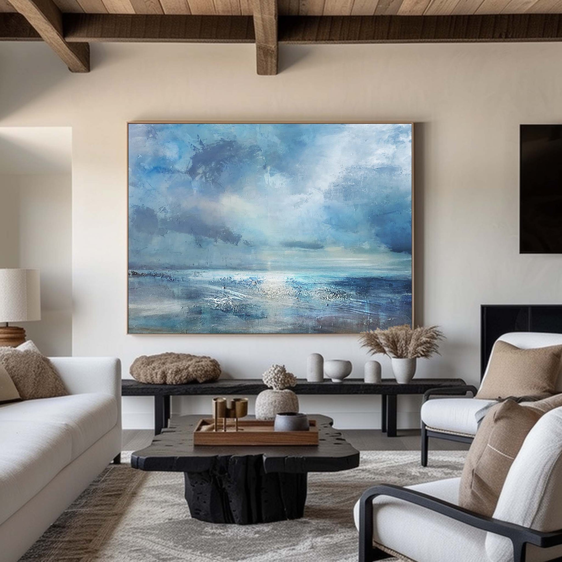 Original Abstract Beach Painting ABSH18 - Neutralighting