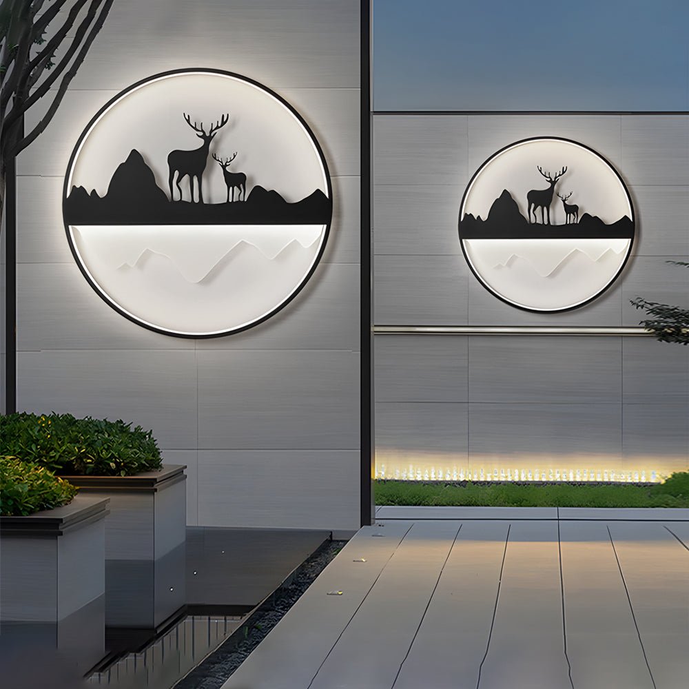 Farrell Round Mountain Scenery Outdoor Wall Lights