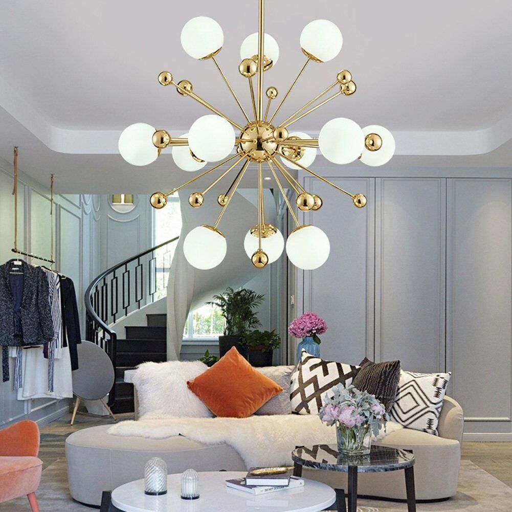 Valentina Nordic Firework LED Chandelier Golden Metal Living Room - Neutral Decor