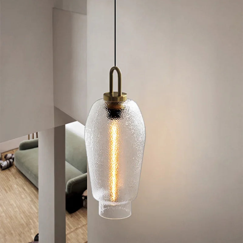 Valentina Minimalist Blown Frosted Clear Glass Pendant Light - Neutral Decor