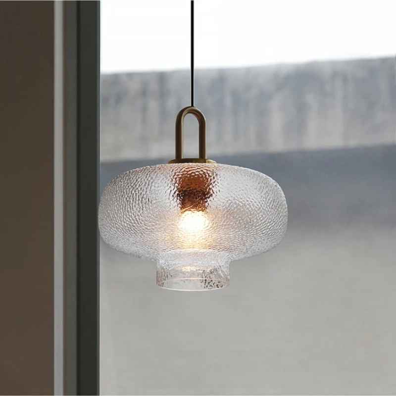 Valentina Minimalist Blown Frosted Clear Glass Pendant Light - Neutral Decor