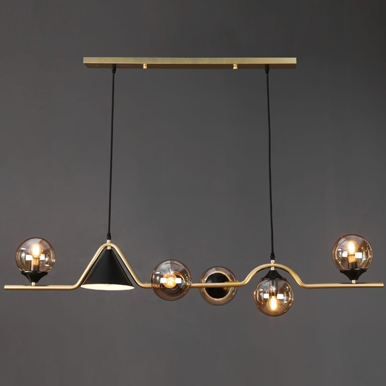 Arisha Modern LED Pendant Light Black/Gold Glass Living Room/Bedroom - Neutral Decor