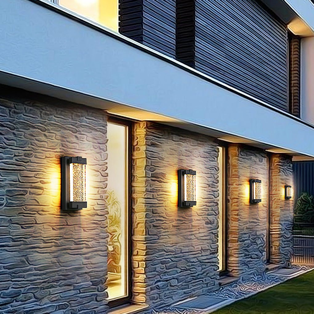 Wea Rectangular Bubbles Crystal Outdoor Wall Lights