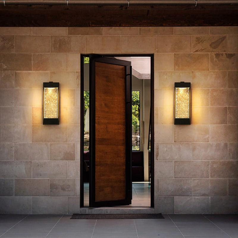 Wea Rectangular Bubbles Crystal Outdoor Wall Lights