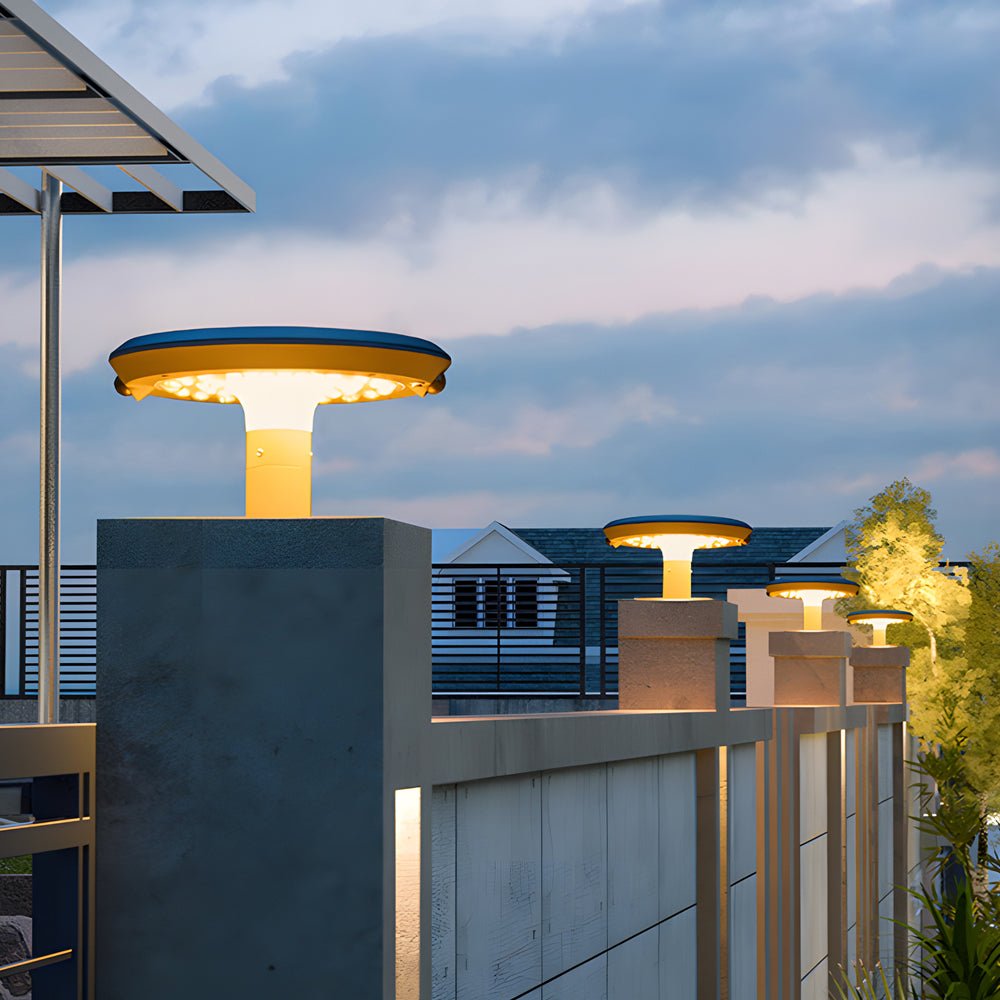 Vanda Simple Round LED Solar LED Outdoor Post Light