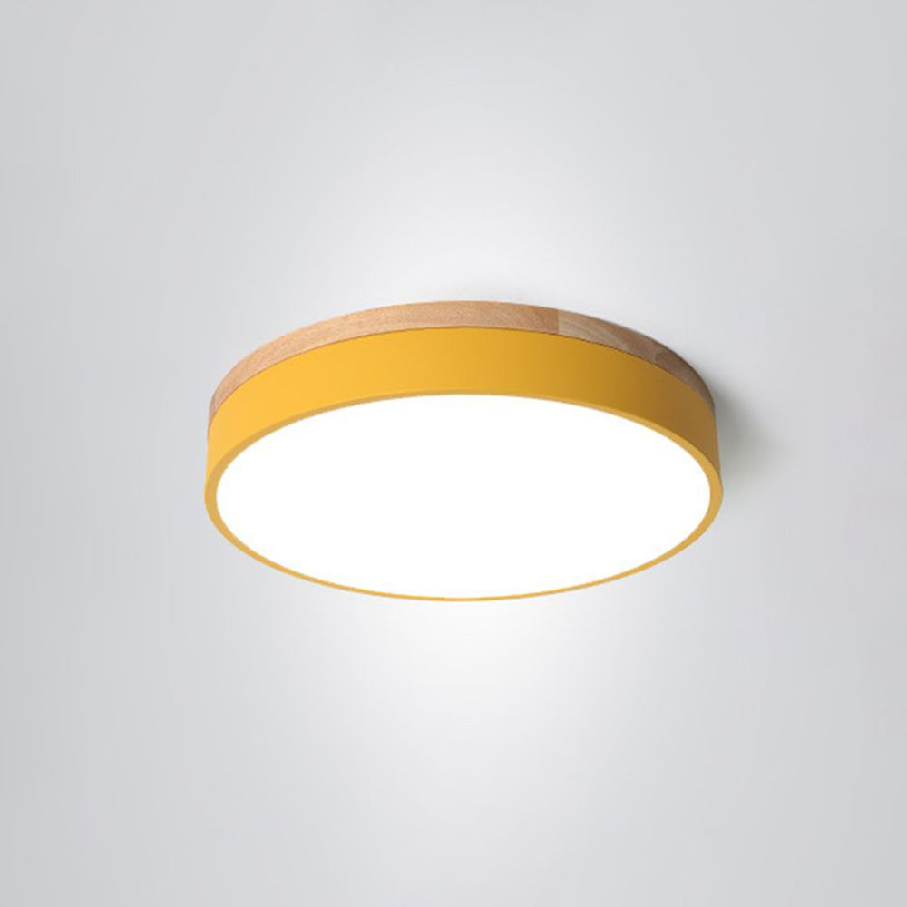 Aria Nordic LED Round Flush Mount Ceiling Light Wood Color - Neutral Decor