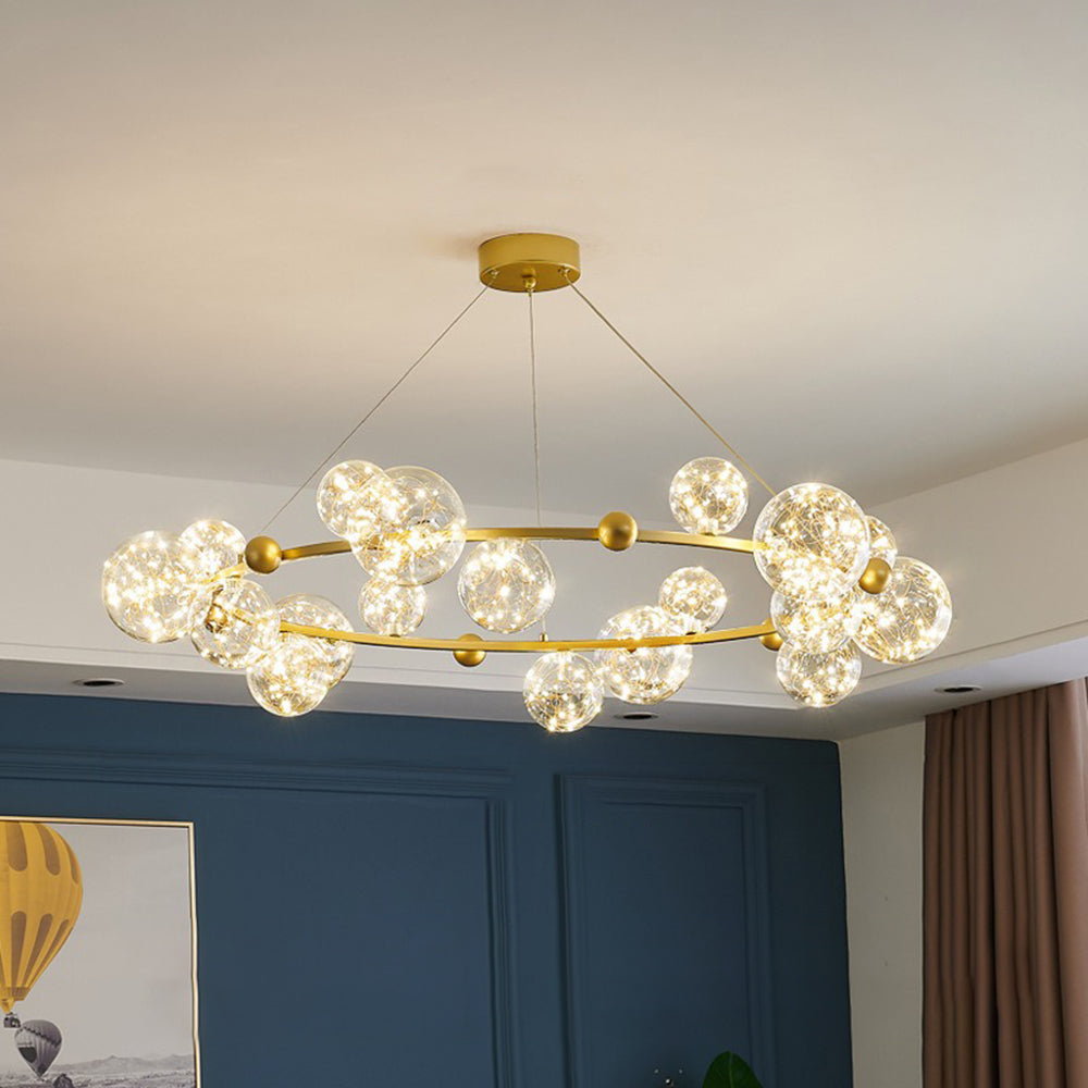 Valentina Art Deco Luminous Sphere Cluster Glass Pendant Light - Neutral Decor