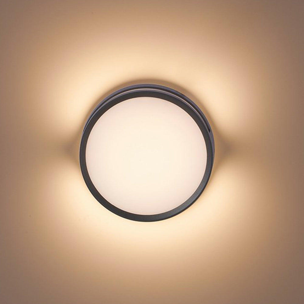 Ray Modern Round Metal/Acrylic Outdoor Waterproof Wall Lamp, Black - Neutral Decor