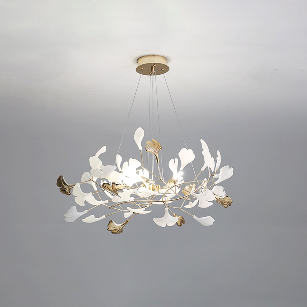 Olivia Ginkgo Leaf Modern Petal Shaped Metal Chandelier, Gold - Neutral Decor