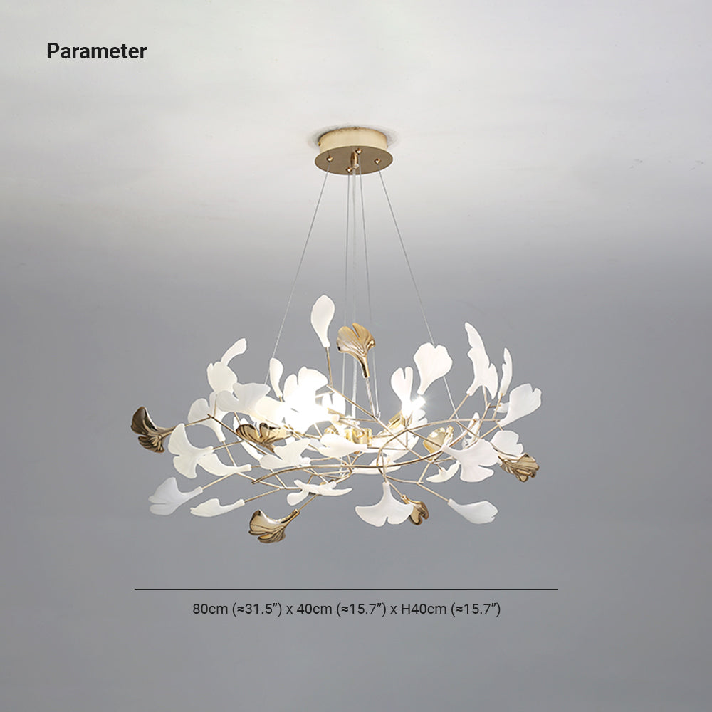 Olivia Ginkgo Leaf Modern Petal Shaped Metal Chandelier, Gold - Neutral Decor
