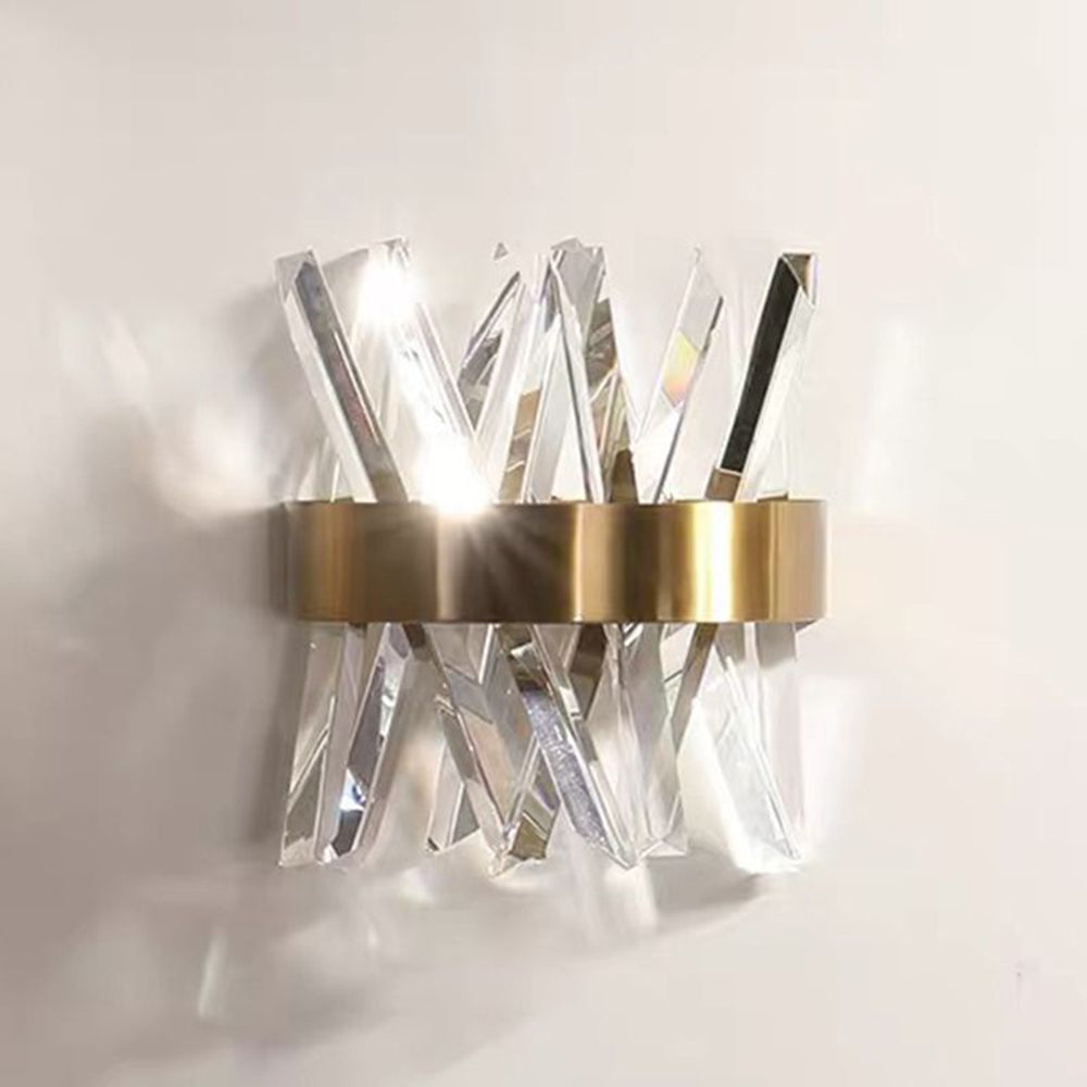 Kristy Decorative Geometric Crystal/Metal Wall Lamp, Gold - Neutral Decor
