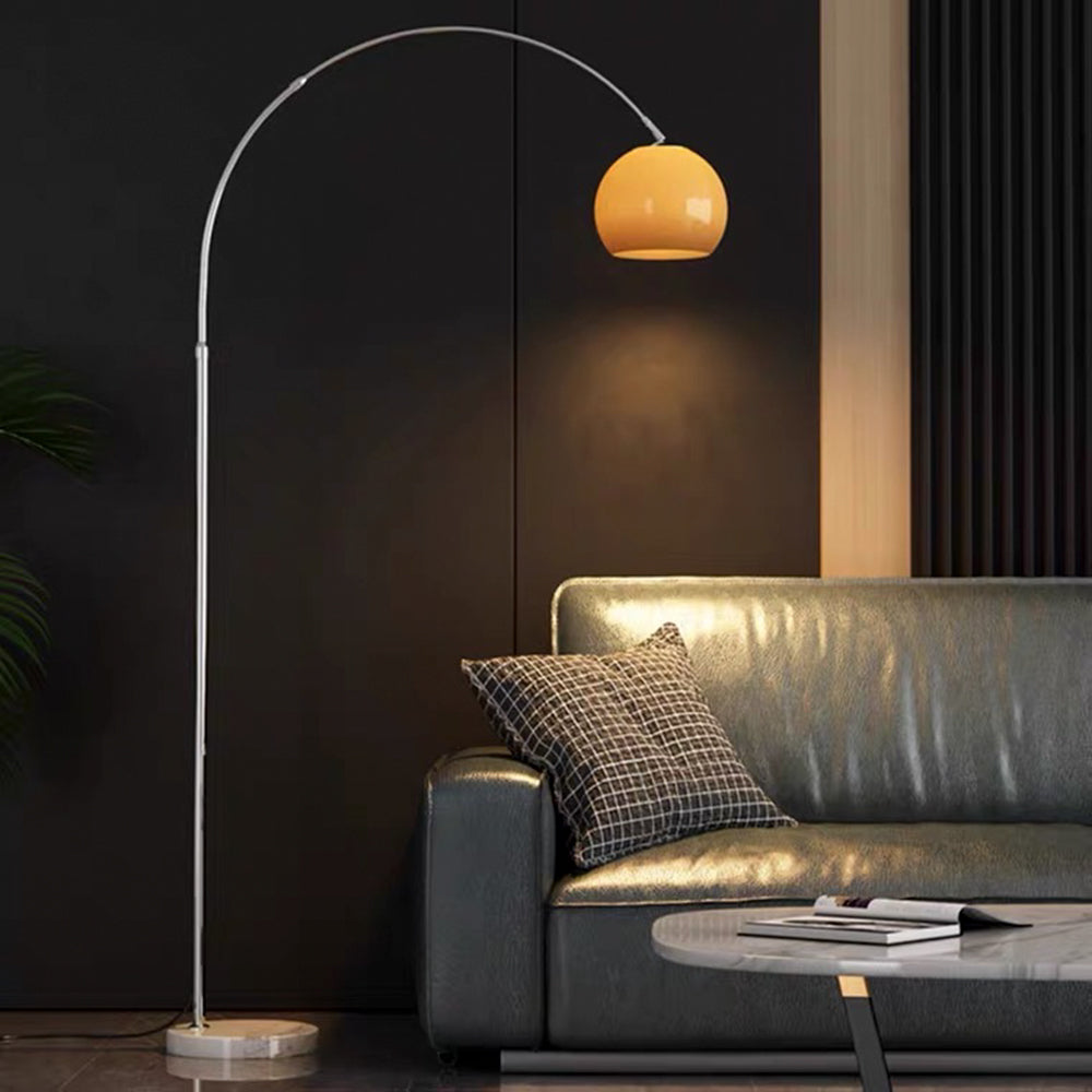 Mira Floor Arc Lamp, Tall Floor Light, Modern, Orange/ White - Neutral Decor