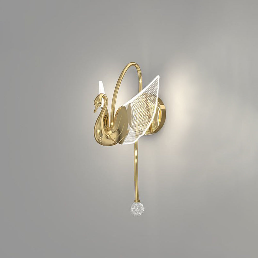 Arisha Art Deco Swan Acrylic/Metal Wall Lamp, Gold/Rose Gold - Neutral Decor