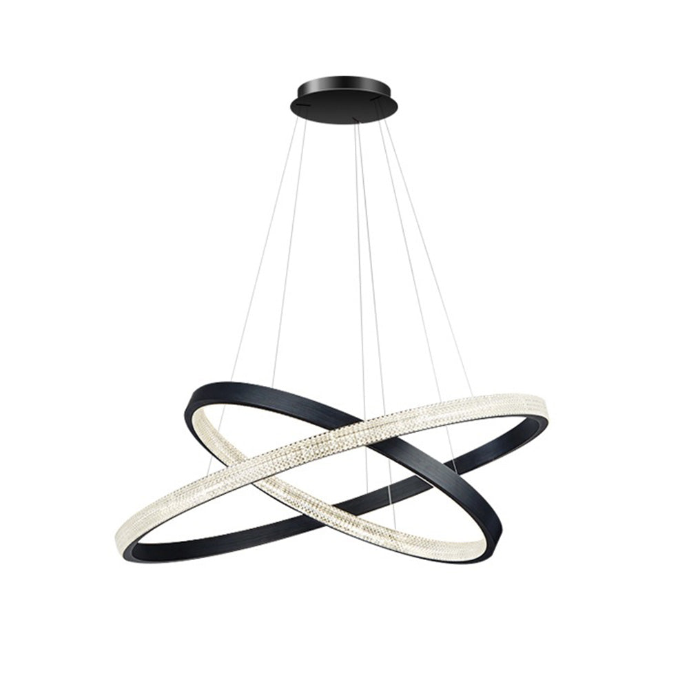 Kristy Modern Ring Metal/Arcylic LED Pendant Light, Black/Gold - Neutral Decor