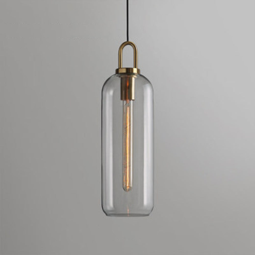 Valentina Clear& Glass Cylinder Pendant Light, 2 Color - Neutral Decor