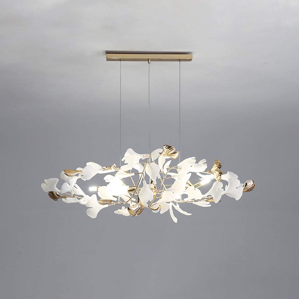 Olivia Ginkgo Leaf Modern Petal Shaped Metal Chandelier, Gold - Neutral Decor