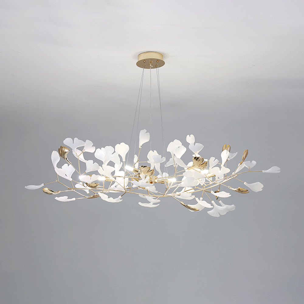 Olivia Ginkgo Leaf Modern Petal Shaped Metal Chandelier, Gold - Neutral Decor