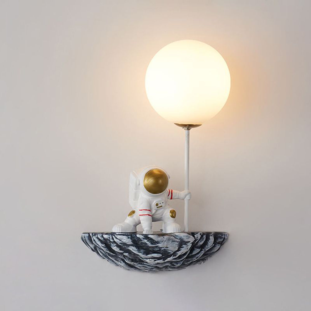 Aria Decorative Astronaut Glass/Acrylic Wall Lamp, White/Blue-White - Neutral Decor
