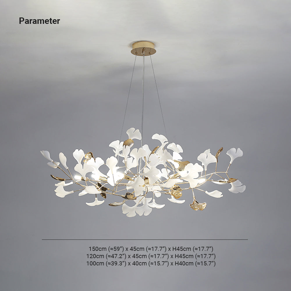 Olivia Ginkgo Leaf Modern Petal Shaped Metal Chandelier, Gold - Neutral Decor
