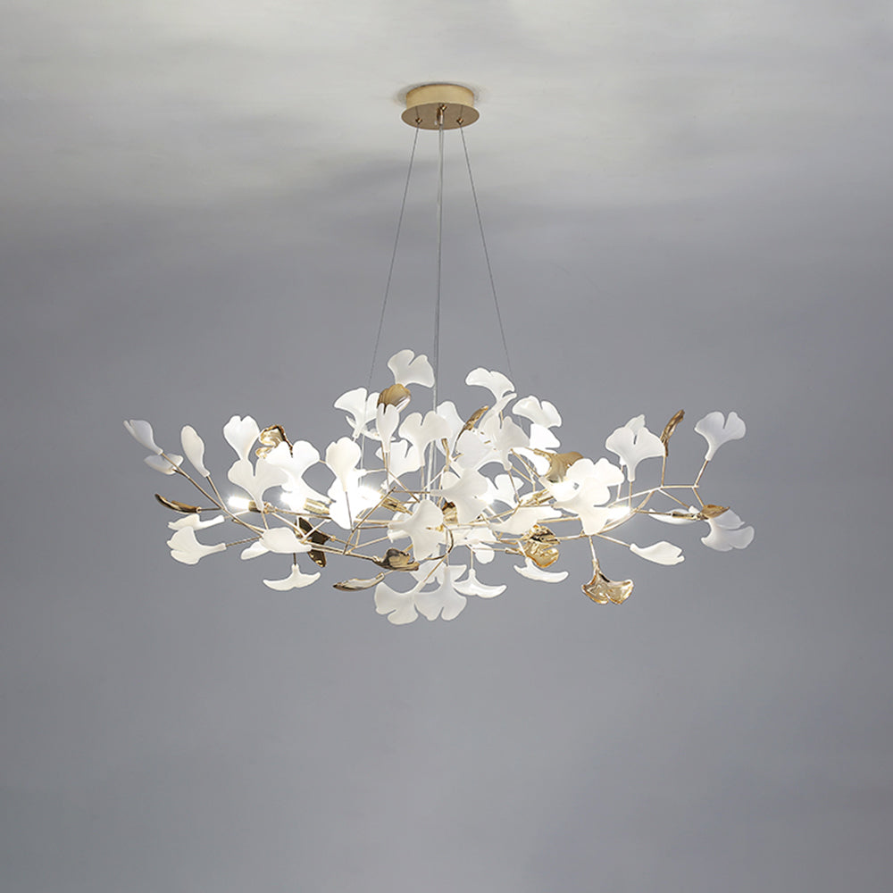 Olivia Ginkgo Leaf Modern Petal Shaped Metal Chandelier, Gold - Neutral Decor