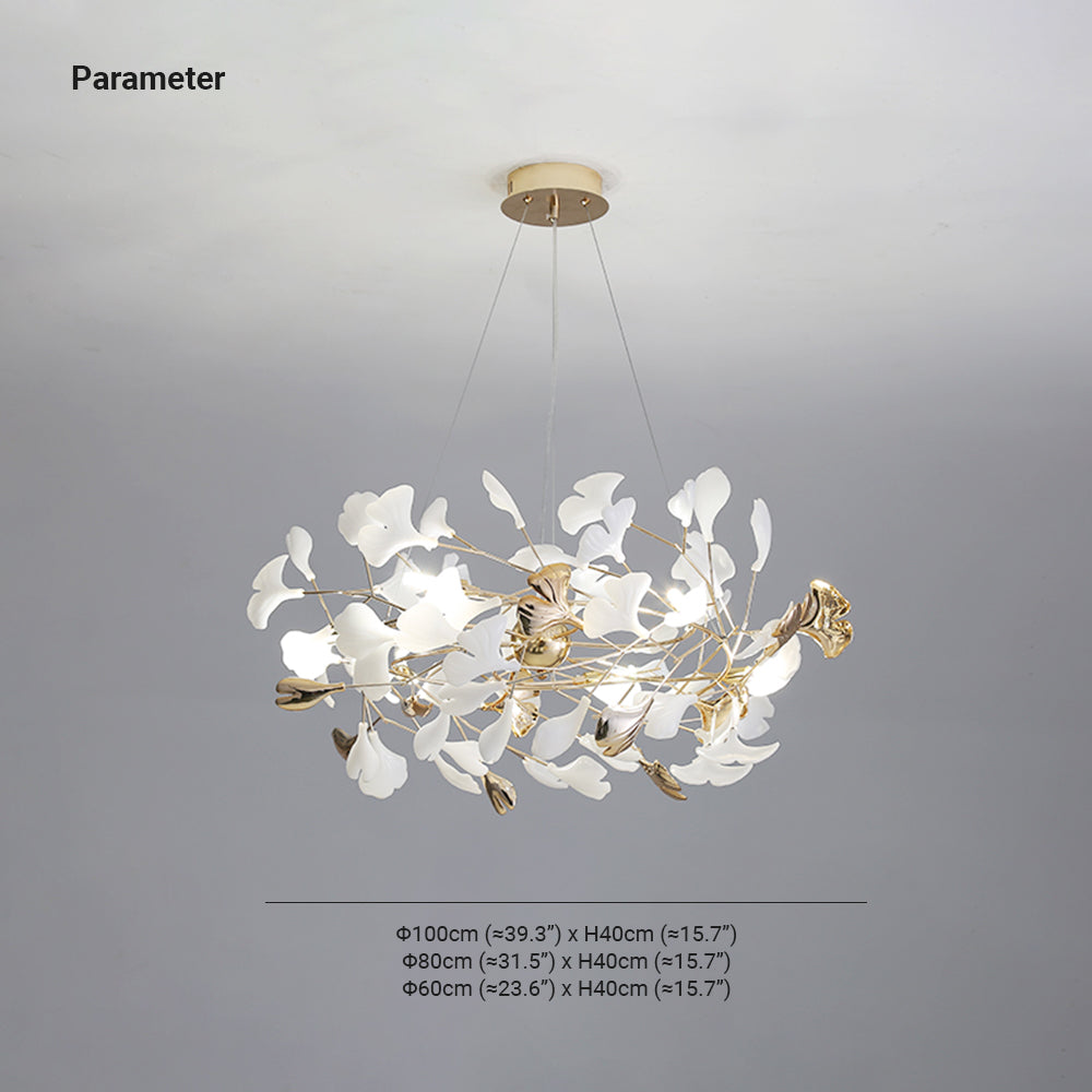 Olivia Ginkgo Leaf Modern Petal Shaped Metal Chandelier, Gold - Neutral Decor