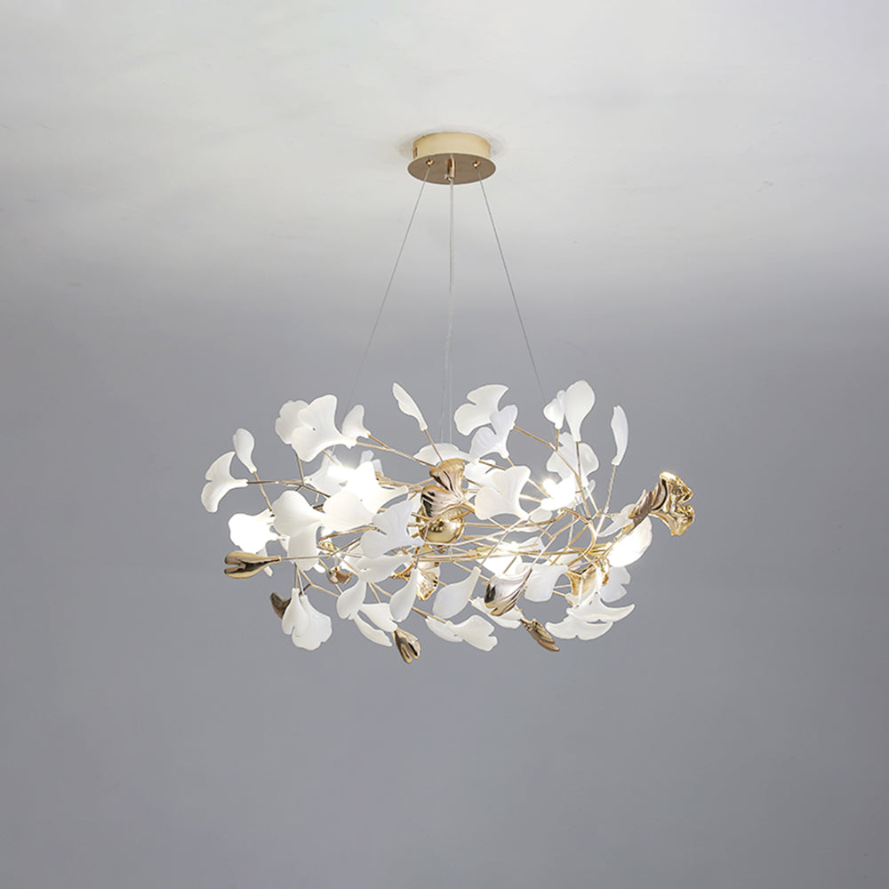 Olivia Ginkgo Leaf Modern Petal Shaped Metal Chandelier, Gold - Neutral Decor